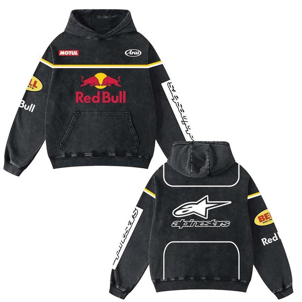 Washed Moto Inspired Hoodie
